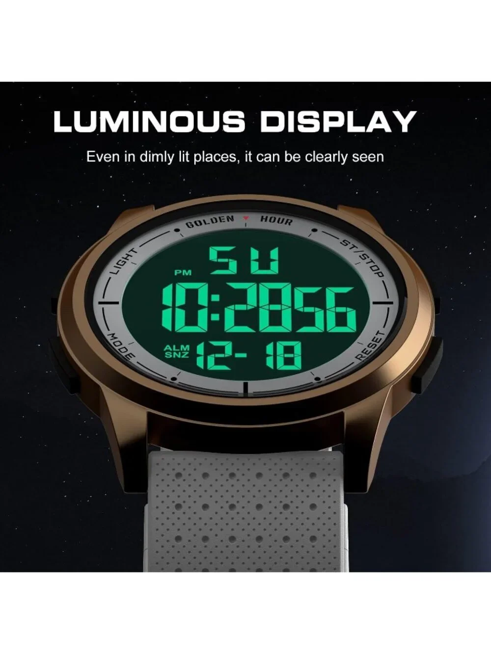 Men's White Rubber Strap Ultra-Thin Minimalist Sports Waterproof Digital Watch